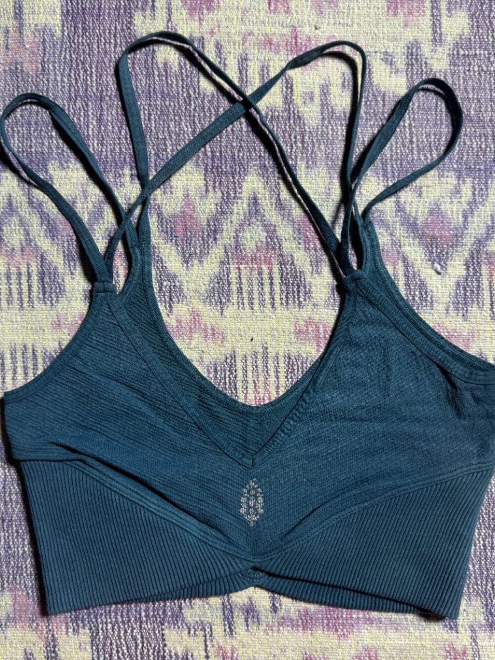 FP Movement Free People Teal Blue Good Karma Bralette Womens Size OS - Picture 2 of 7